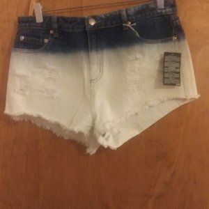 Nwt Forever 21 Denim/ Cream Ombre cut off shorts L